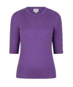 T-shirts DANTE 6 Badeau Button Crewneck Sweater Lavender Purple