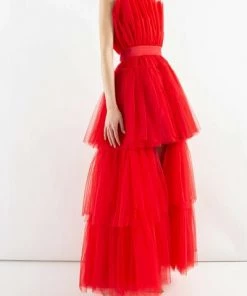DORIS S Jurken Madeline Tulle Dress Red -DORIS S Verkoopwinkel 19da22a0a47e9fc2e019c3aed3e05c2b