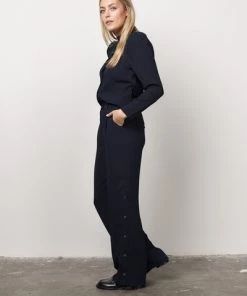 Wijde Broeken Dante 6 JUMEAU BUTTON DETAIL Navy Blue -DORIS S Verkoopwinkel 805935c95d38d3de11cb1dfda21cba8f