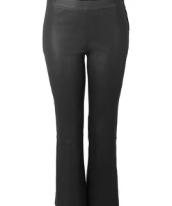 Dante 6 Wijde Broeken Leather Trousers Tayson Crop Flare Black