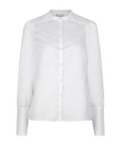 Dante 6 Longsleeve Shirts Marvelous Lace Detail Blouse White