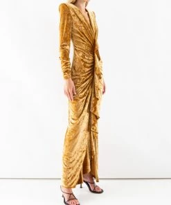 DORIS S Maxi Jurken VANESSA LONG DRESS Yellow -DORIS S Verkoopwinkel bd49c383babfc4b1af161279d8a80be9