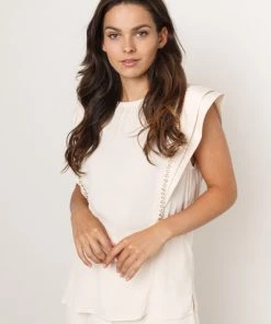 Blouses Dante 6 AUDOUX EMBELLISHED TOP Butter Cream White